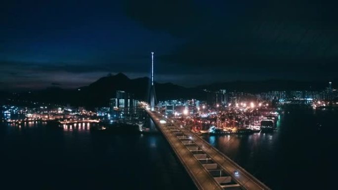香港夜间的石匠桥湘江东方明珠