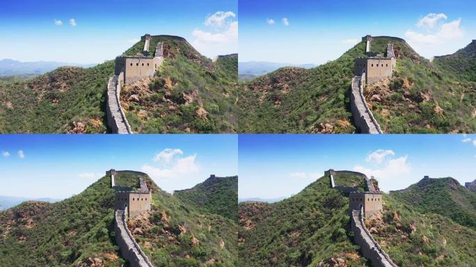 空中，中国长城野长城城墙遗址