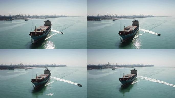 远洋集装箱船海运码头港口轮船外贸易运输物