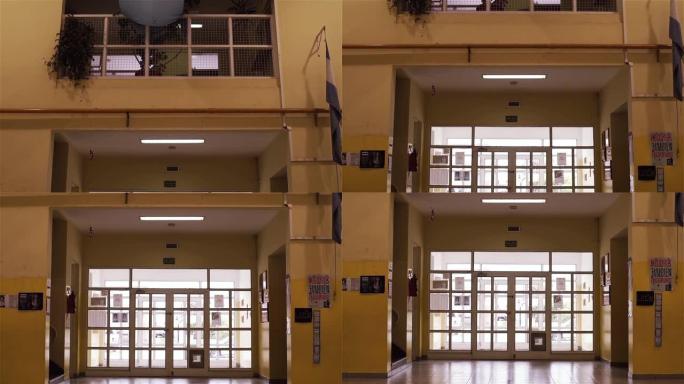 布宜诺斯艾利斯一所公立学校的空走廊。