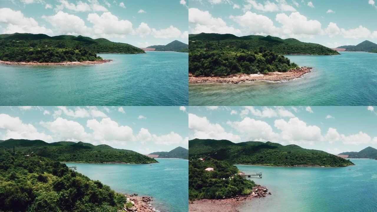 香港西贡附近美丽的海景鸟瞰图，夏日晴朗