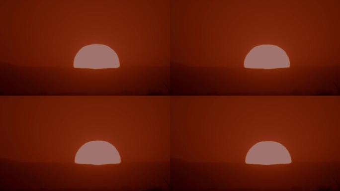 太阳落在山后的CU镜头