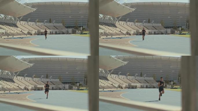 一名男运动员在赛道上训练的4k录像