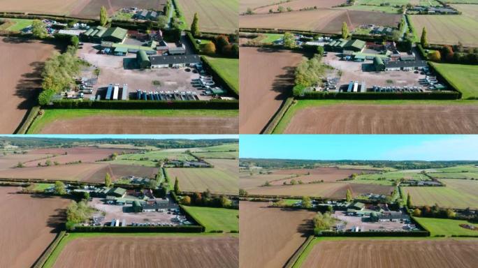 英国农场的鸟瞰图生态农业庄稼种植农田航拍