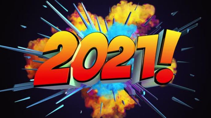 彩色抽象爆炸与消息2021!在4K
