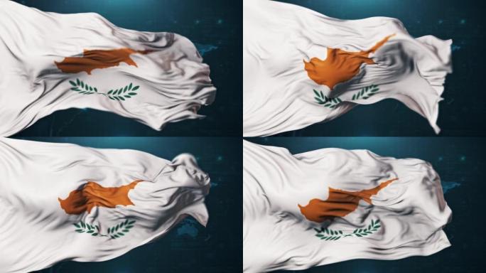 深蓝色背景上的塞浦路斯国旗