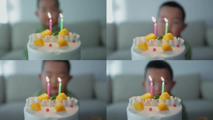 有生日蛋糕的孩子拿着生日蛋糕第一视角视频