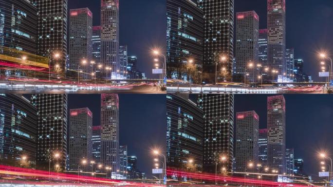 T/L TU夜间北京交通低视角