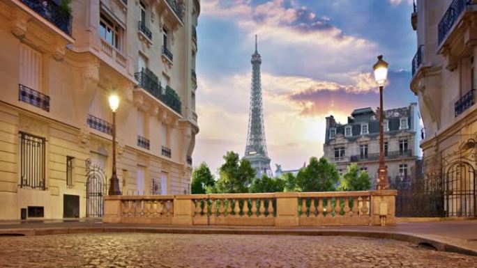 埃菲尔铁塔与奥斯曼公寓楼。巴黎