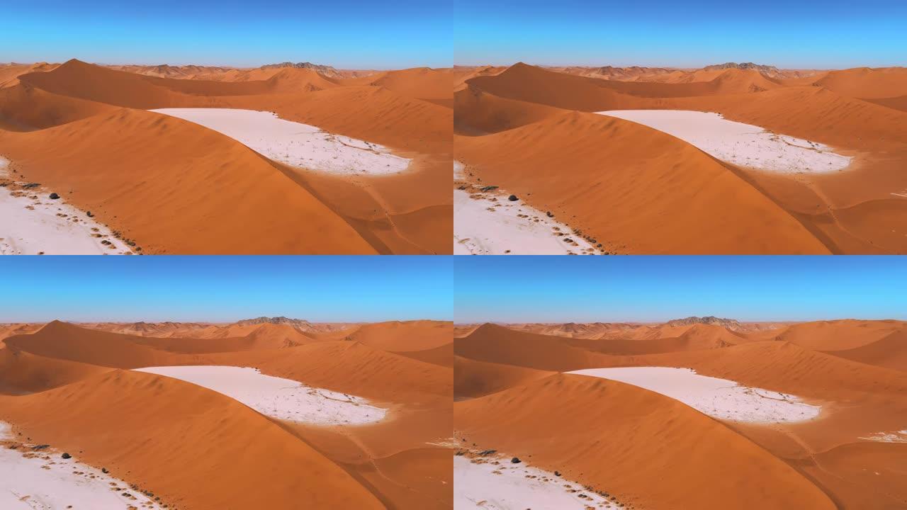 WS风景名胜Deadvlei白色粘土锅被沙丘环绕，纳米比亚，非洲