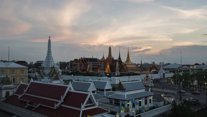 4K，时间间隔，泰国曼谷翡翠佛寺日落
