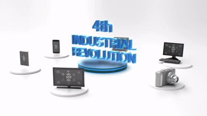 各种台式电脑、相机、移动设备连接 “第四次工业革命” 技术。4k。