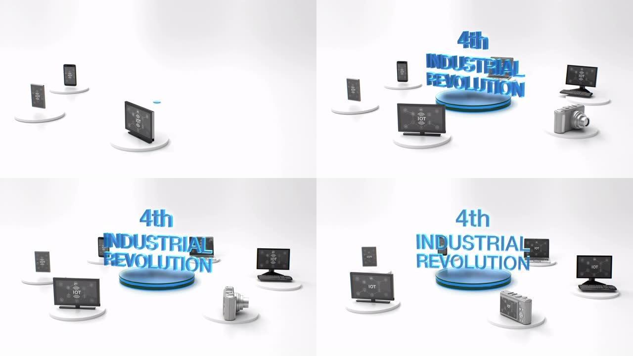 各种台式电脑、相机、移动设备连接 “第四次工业革命” 技术。4k。