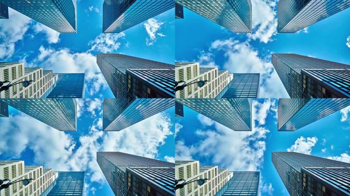 天空中的现代办公楼。商业概念背景。纽约