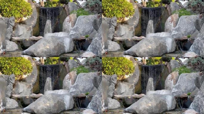在阿根廷布宜诺斯艾利斯的公共花园布宜诺斯艾利斯日本花园 (Jardin Japones) 的小瀑布上
