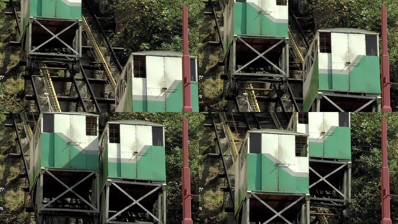 南美洲智利瓦尔帕莱索的旧缆索电梯。4k分辨率。