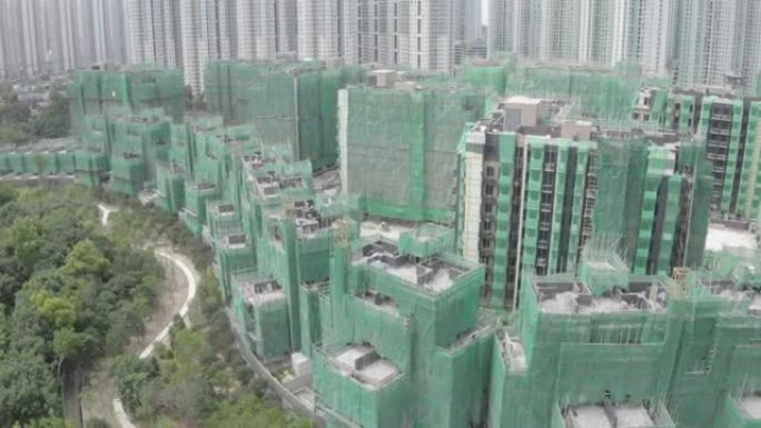 香港的建筑起重机和混凝土建筑