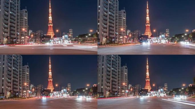 东京市的城市景观与东京塔