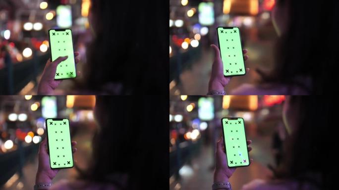 手机绿屏玩手机特写手机绿屏手机绿幕
