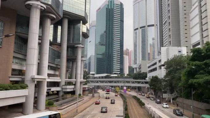 香港岛繁忙街道香港航拍延时国际化维多利亚