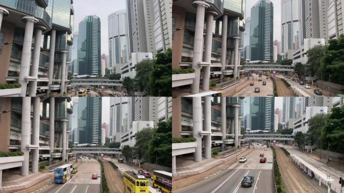 香港岛繁忙街道香港航拍延时国际化维多利亚