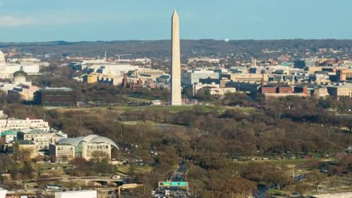 林肯纪念堂，华盛顿纪念碑和美国国会大厦的城市景观在华盛顿特区，美国