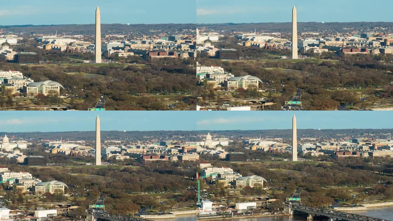 林肯纪念堂，华盛顿纪念碑和美国国会大厦的城市景观在华盛顿特区，美国