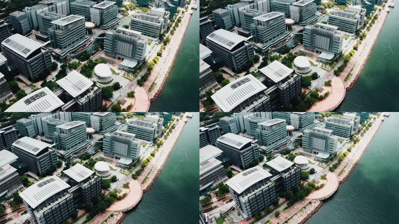 香港的现代建筑现代化都市地标俯瞰航拍