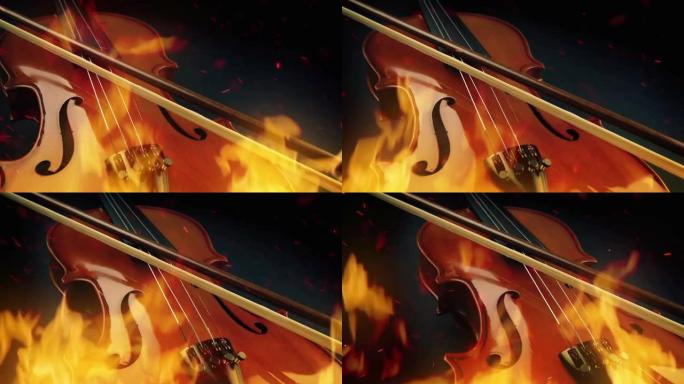火音乐激情概念中的小提琴