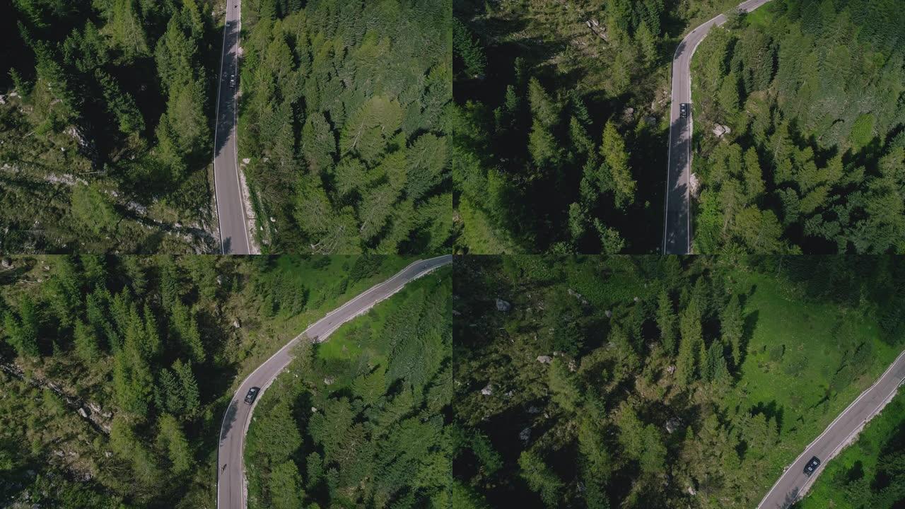 夏季在山路上的货车无人机拍摄