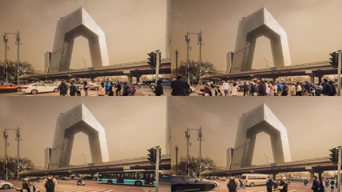 【4K】北京CBD沙尘暴 城市污染延时