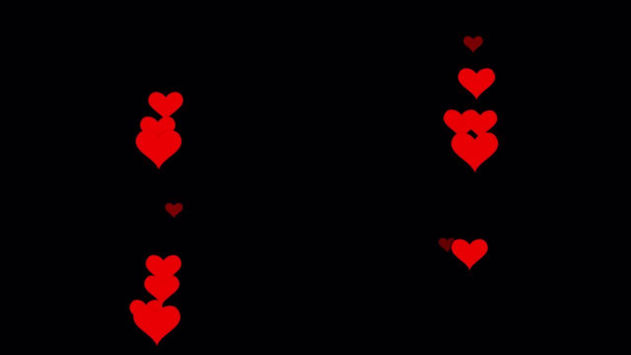 心形图标在透明 (Proress 4444) 背景上直线向上移动，平面风格弹出爱符号，类似按钮的概念