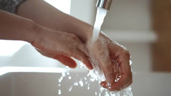 慢动作特写洗手健康洗手卫浴广告护肤广告