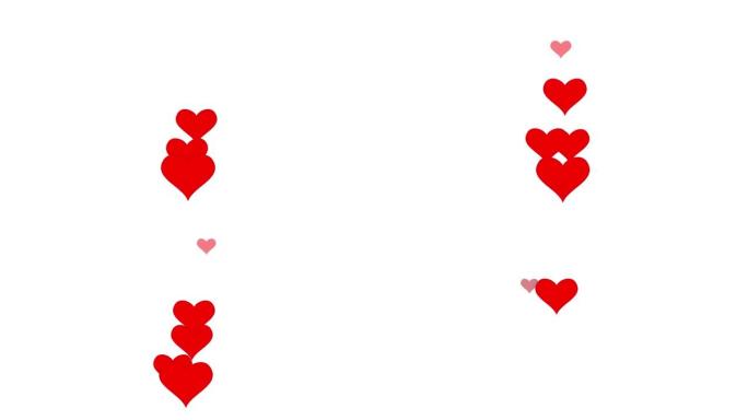 心脏图标在直线方向上向上移动，扁平风格的弹出爱情符号，喜欢按钮的概念，吧台，设计元素，情感，社交媒体