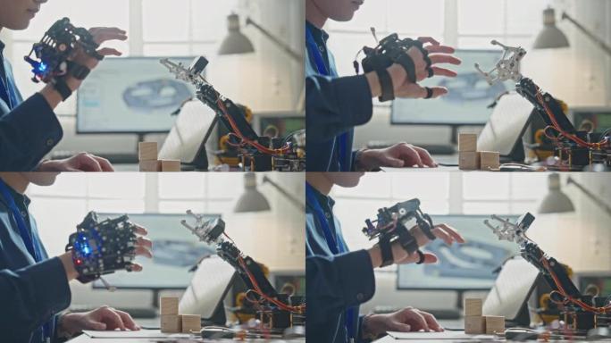 工程师通过电子手套控制未来机器人