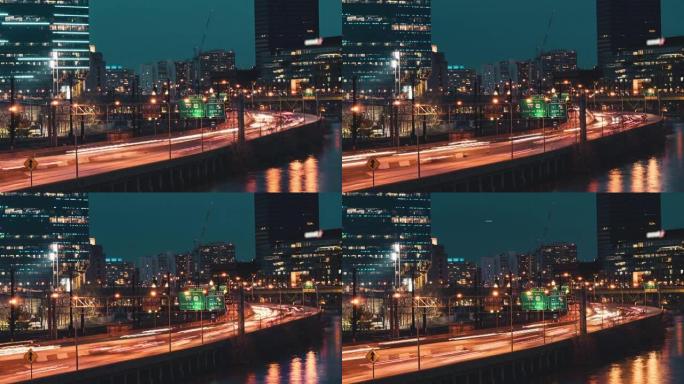 美国费城夜间红绿灯的时间流逝