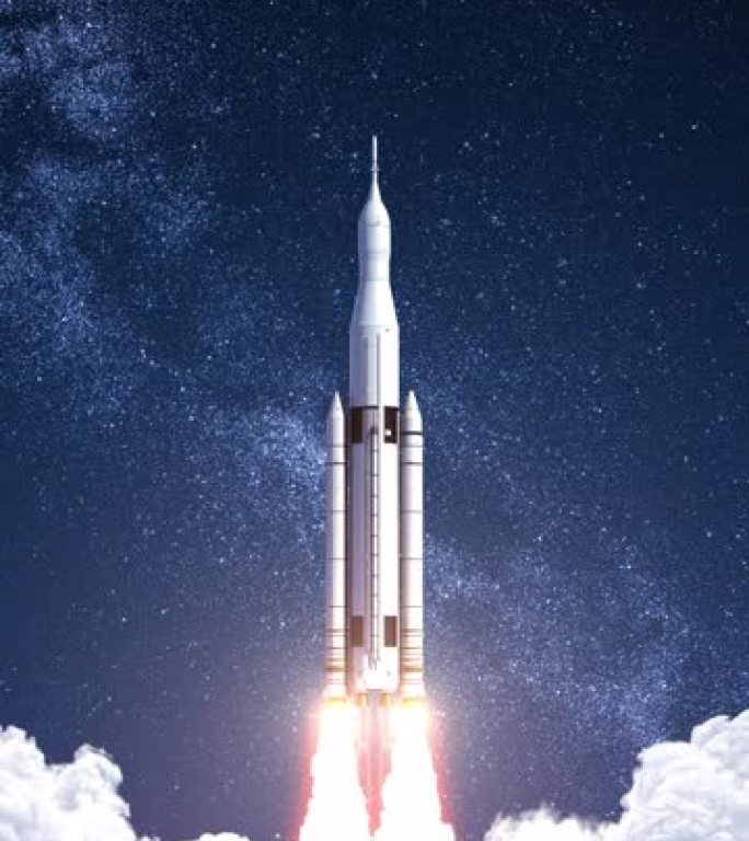 重型火箭发射的垂直视频。慢动作。