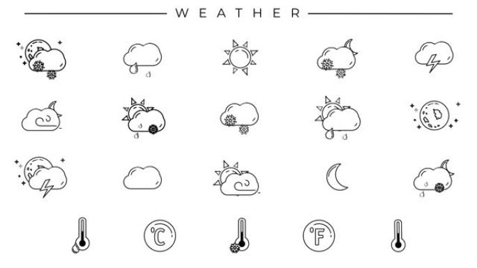 收集以天气为主题的线图标。