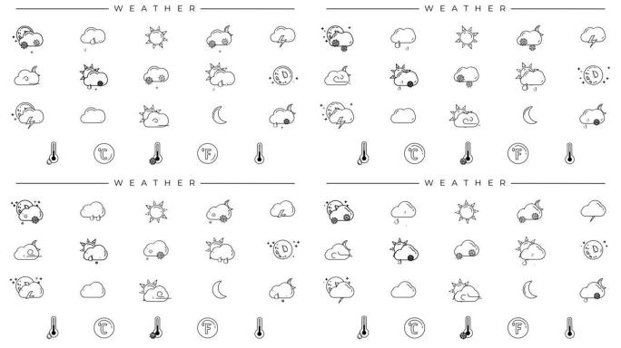 收集以天气为主题的线图标。
