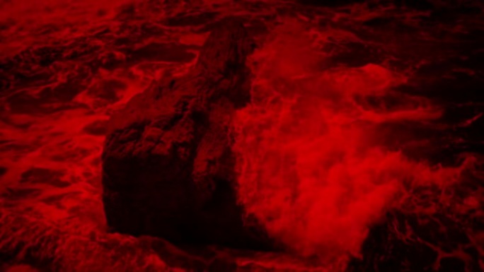 海浪冲过岩石危险红色