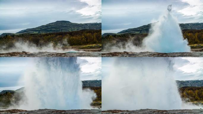 冰岛喷发的间歇泉-慢镜头