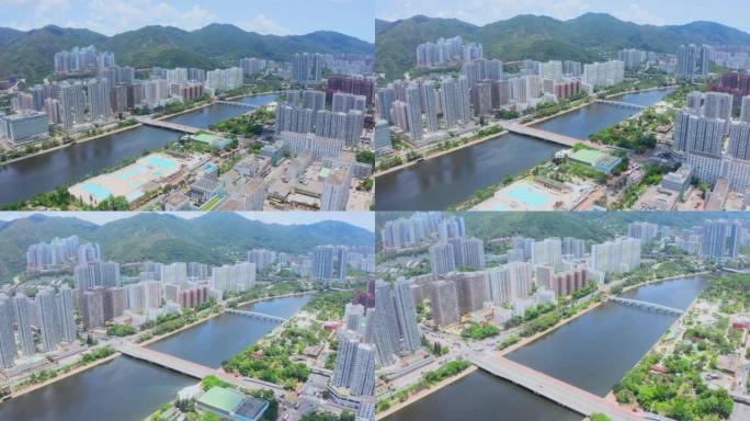 香港高层住宅大厦生态航拍绿化