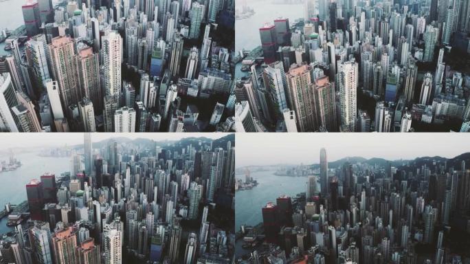 从天空看香港城市景观