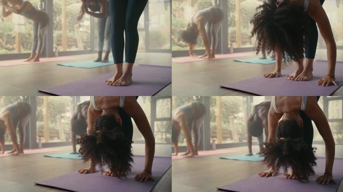 一群年轻女性一起练习瑜伽的4k视频片段