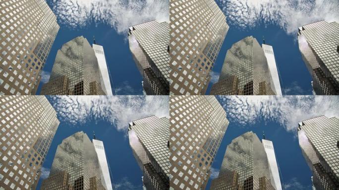 天空中的金融大厦。纽约曼哈顿