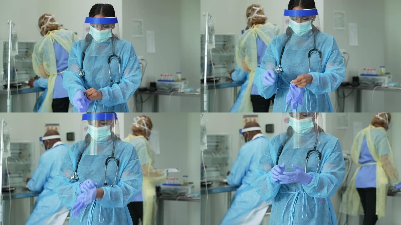 医疗专业人员穿上PPE