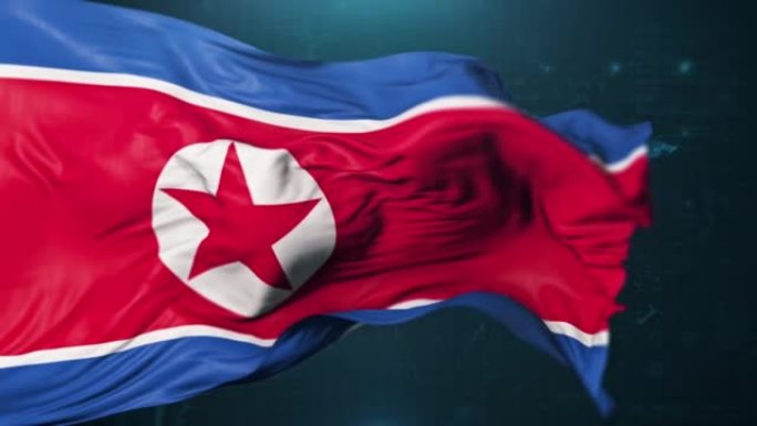 深蓝色背景上的朝鲜国旗