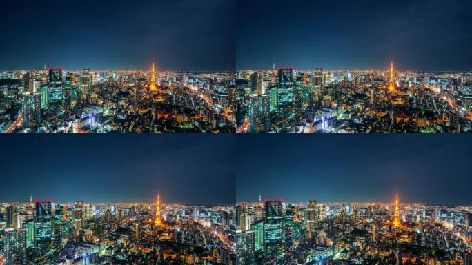 东京夜景中的东京城市延时