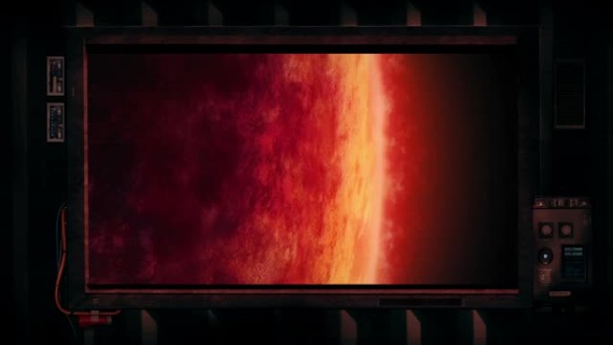 巨大的红色气体行星-太空飞船的屏幕或窗口视图