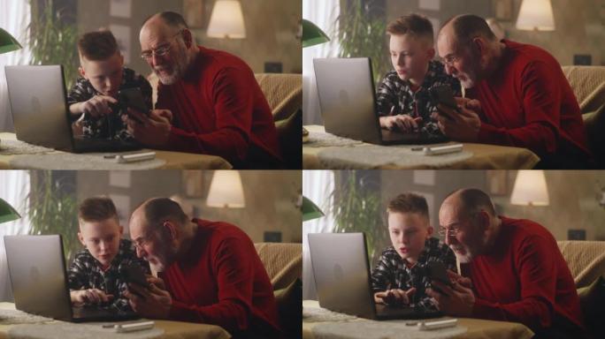 孙子用电话帮助祖父